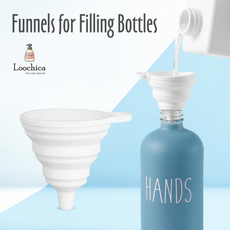 Loochica Blue 2 Pack Glass Soap Dispenser Set, Hand and Dish Glass Soap Dispensers for Kitchen Sink, Kitchen Soap Dispenser Set Suitable for Kitchen Décor - Image 3